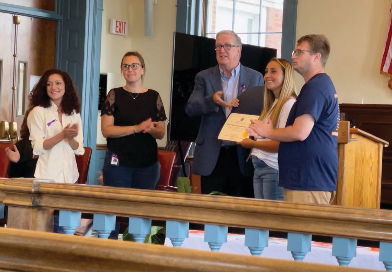 FROM THE CITY:  Mayor Ken Hopkins presents a citation from the city to representatives of Anchor Recovery during last week’s Recovery Month event.
